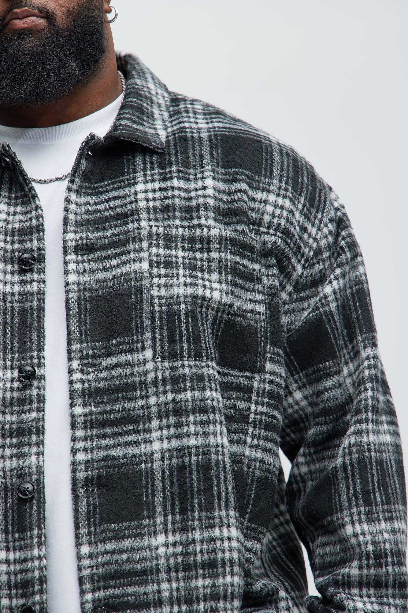 Agua Plaid Shacket - Black/White Male Product Image