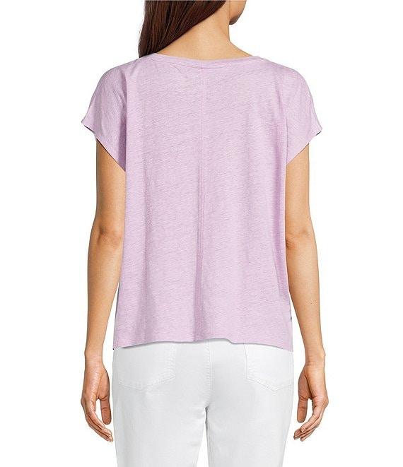 Eileen Fisher Organic Linen Jersey V-Neck Cap Sleeve Top Product Image