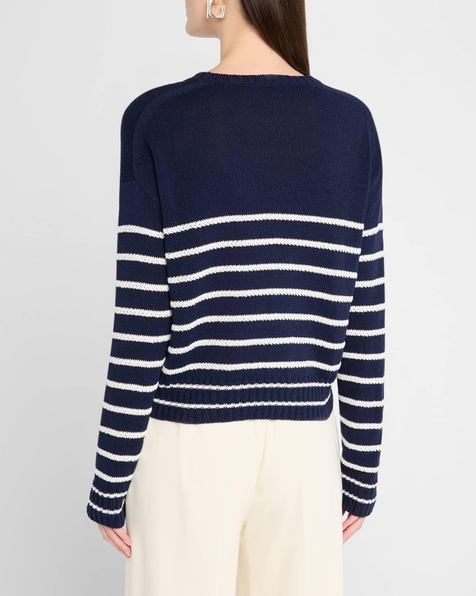 Striped Lofty Silk-Linen Crewneck Sweater Product Image