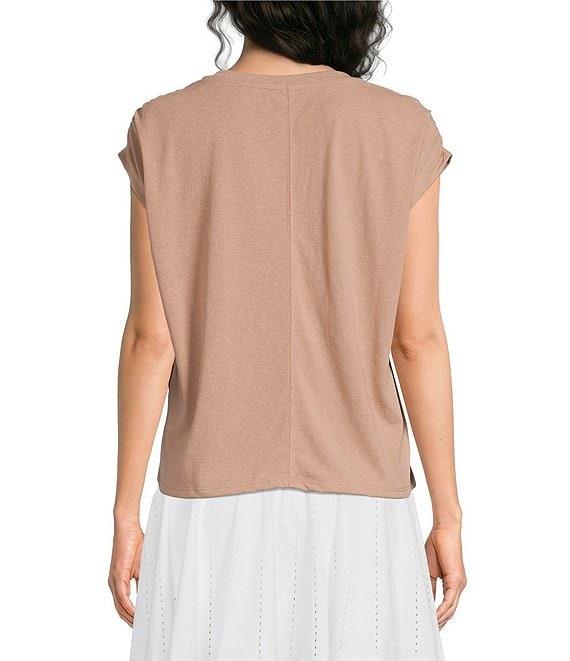 Kinesis V-Neck Short Sleeve Shirred Shoulder Top Product Image