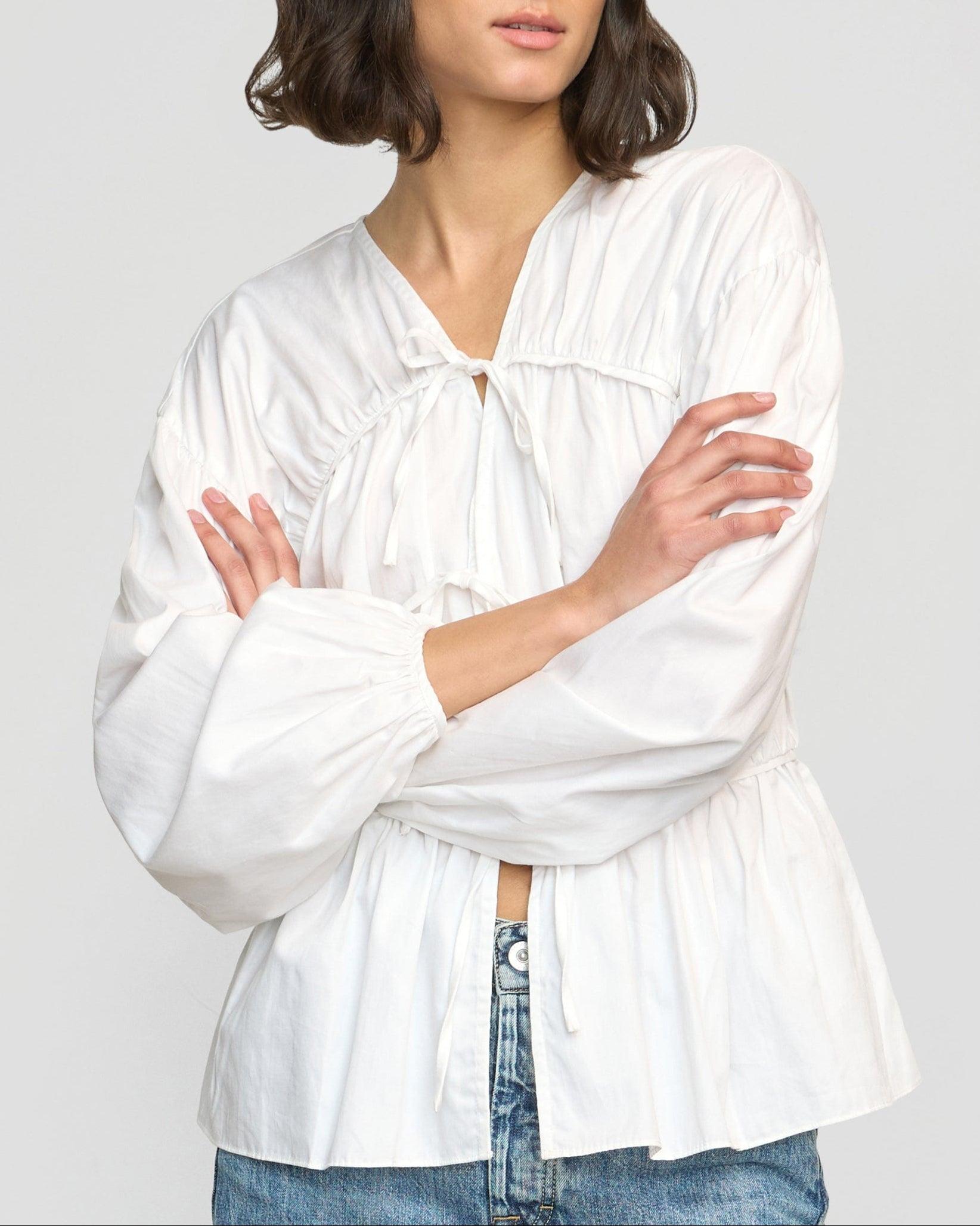 Hira Tie-Front Organic Cotton Blouse Product Image