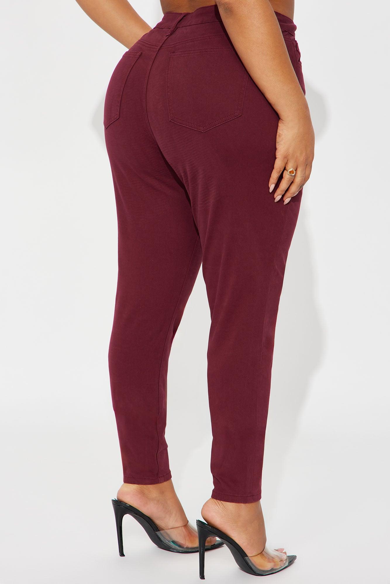 Skinny Uniform Pants - Burgundy Female Product Image