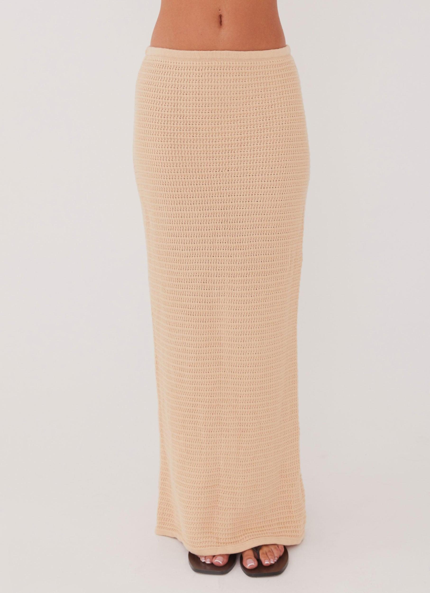 Emaline Knit Maxi Skirt - Beige Product Image