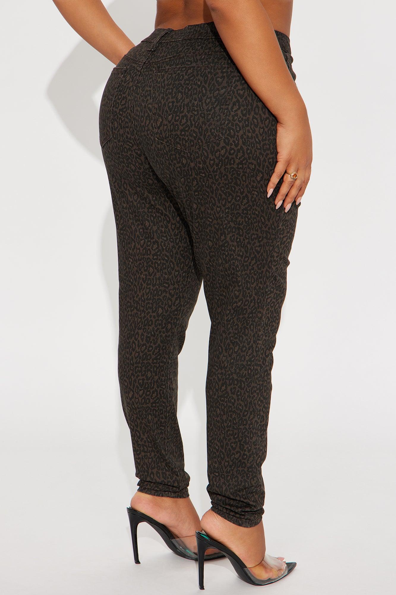 Skinny Uniform Leopard Pants - Chocolate/Combo Female Product Image