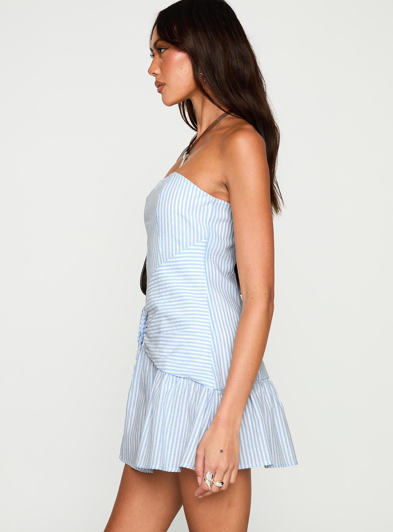 Archetype Strapless Mini Dress Blue Stripe Product Image