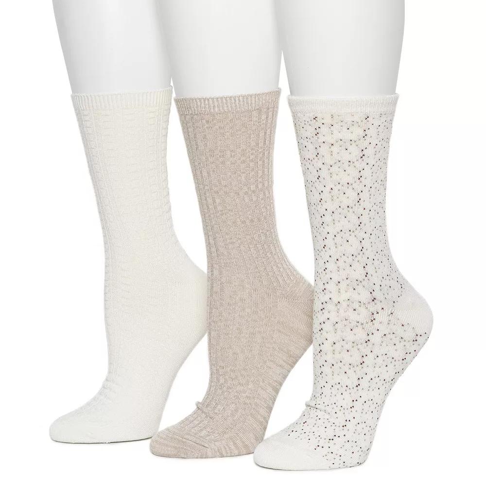 Womens Cuddl Duds 3-Pack Scattered Birdseye Spacedye Tuckstitch Crew Socks Product Image
