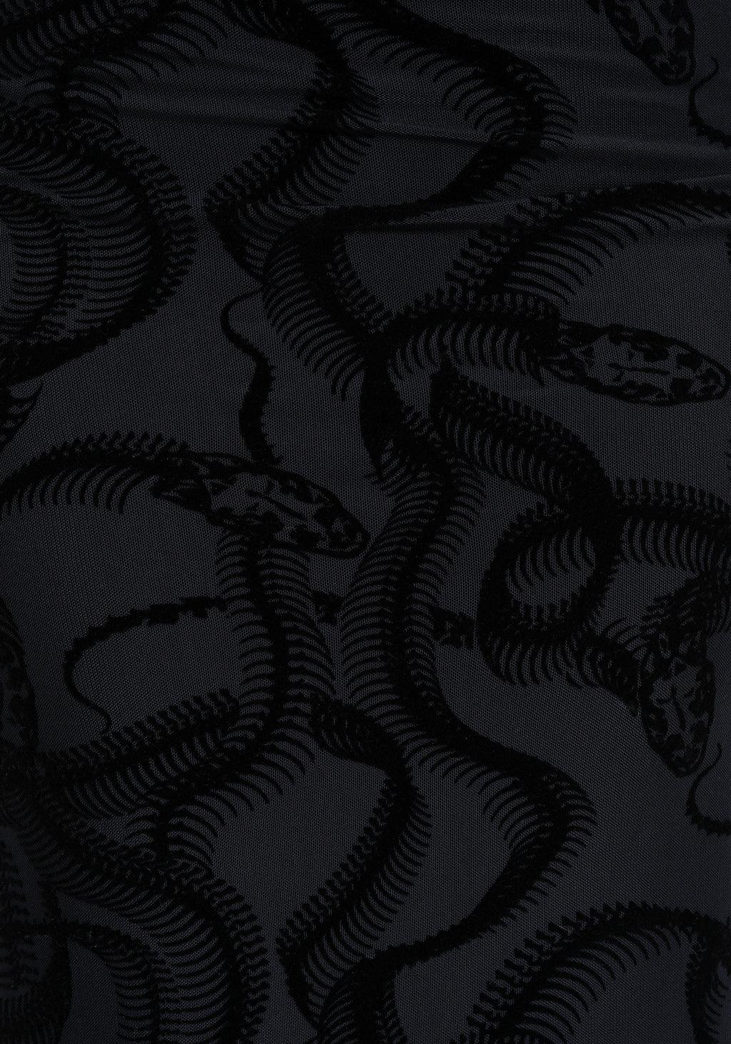 Paleo Flocked Mesh Skeletal Snake Long Sleeve Midaxi Dress Product Image