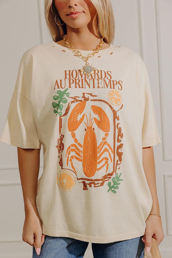 Homards Au Printemps Distressed Oversize Graphic Tee Product Image