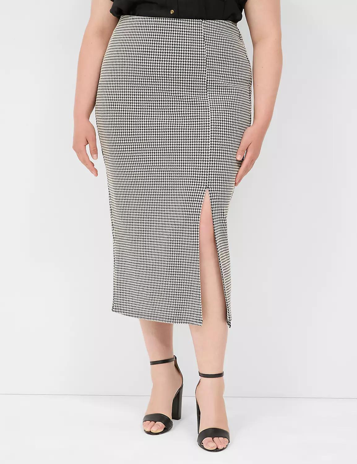 Ponte Front-Slit Midi Skirt Product Image