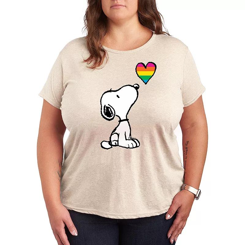Plus Peanuts Snoopy Rainbow Heart Graphic Tee, Women's,  Product Image