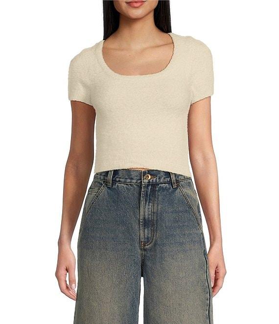 C&V Chelsea & Violet Short Sleeve Eyelash Sweater Product Image