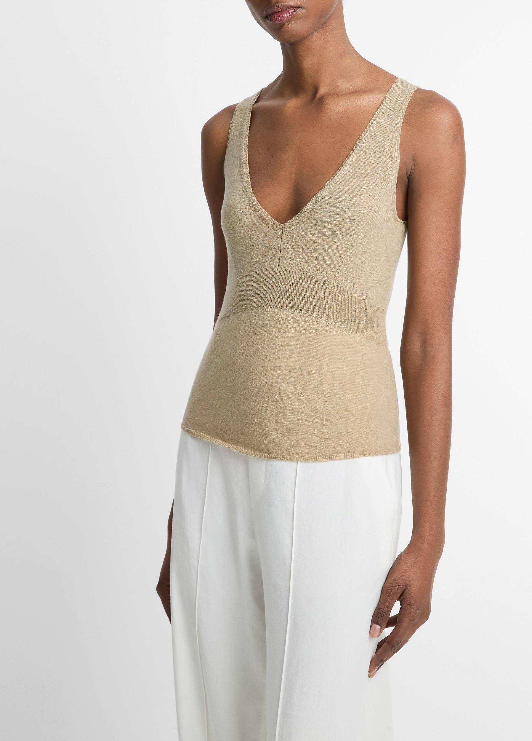 Wool & Cashmere-Blend V-Neck Sweater Tank Product Image