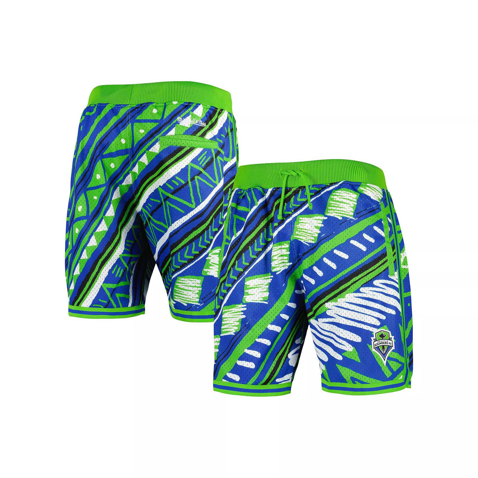 Men's Mitchell & Ness Blue Seattle Sounders FC Tribal Fashion Shorts,  Product Image