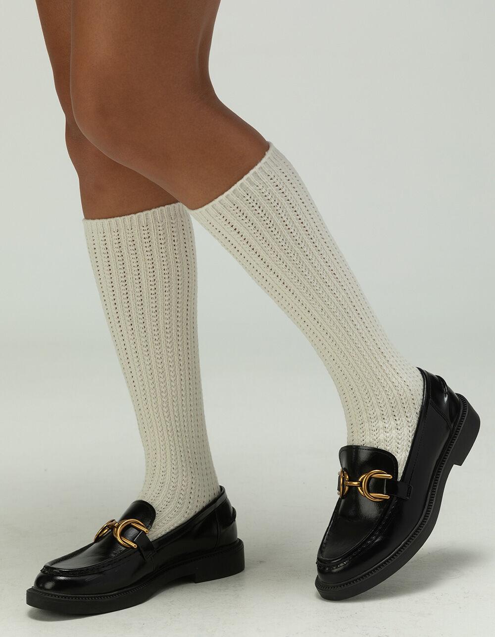 FULL TILT Ribbed Knee High Womens Socks - IVORY Product Image