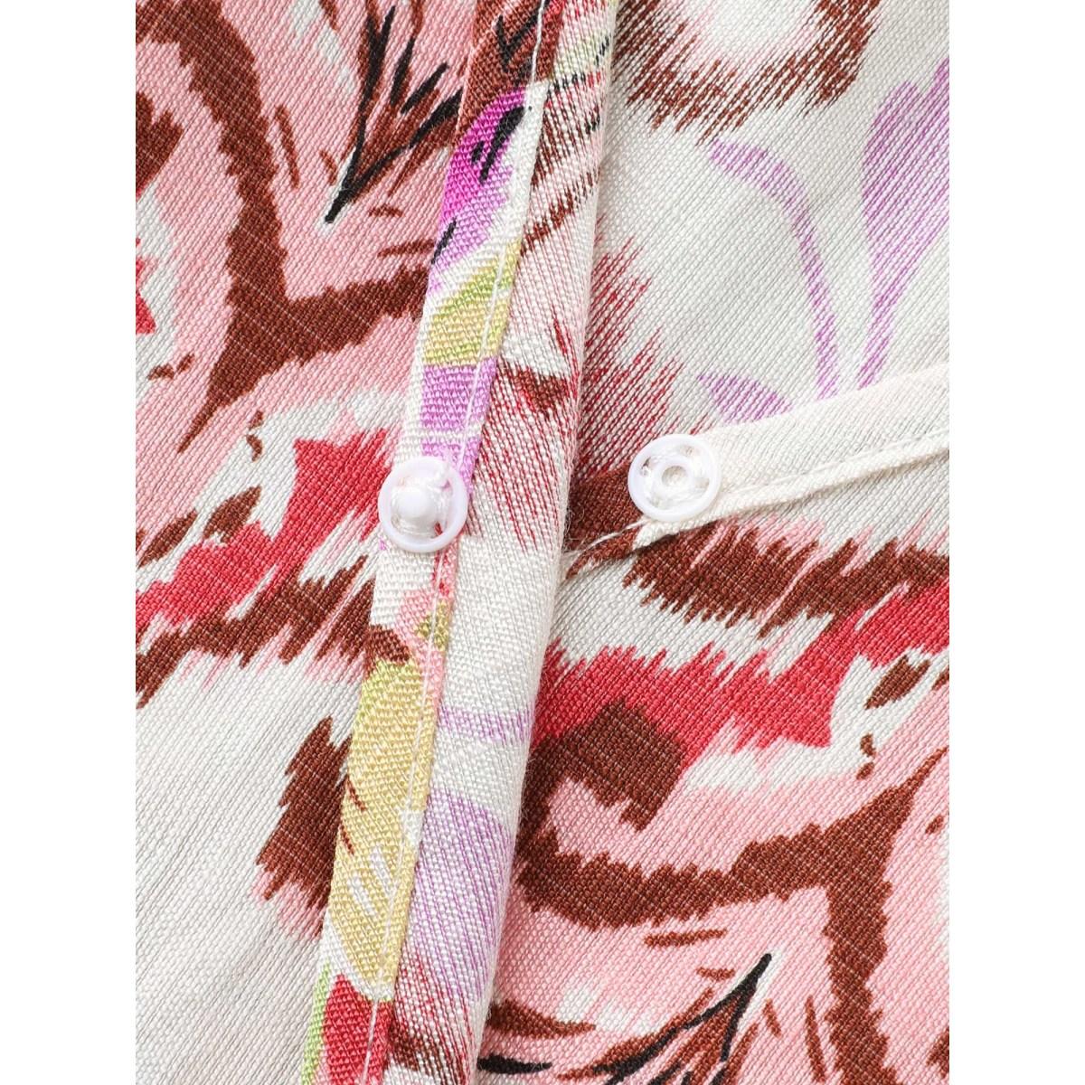 Plus Size Ornate Print Surplice Pockets Maxi Dress Beanpastepowder Women Overlap Collar Short sleeve Curvy BloomChic 12/L Product Image