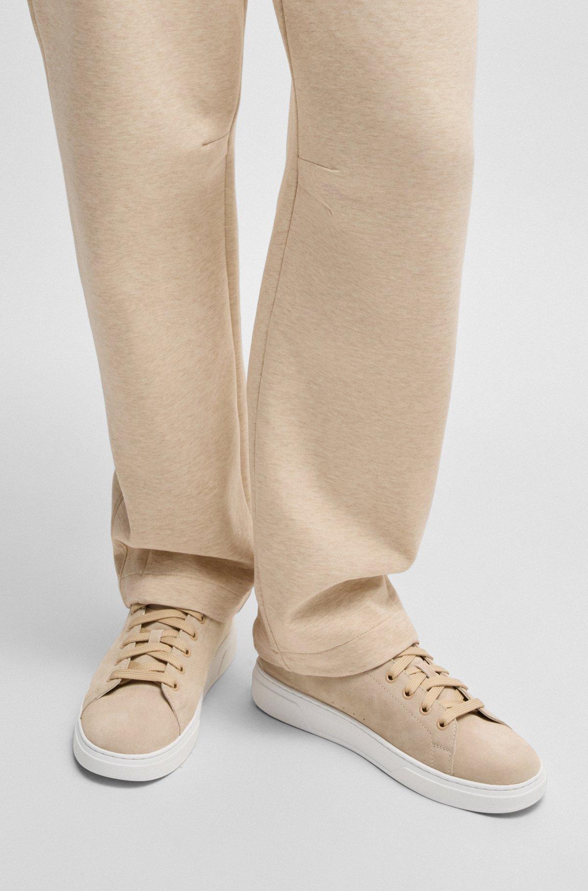 BOSS - Suede trainers with leather backtab - Beige Product Image