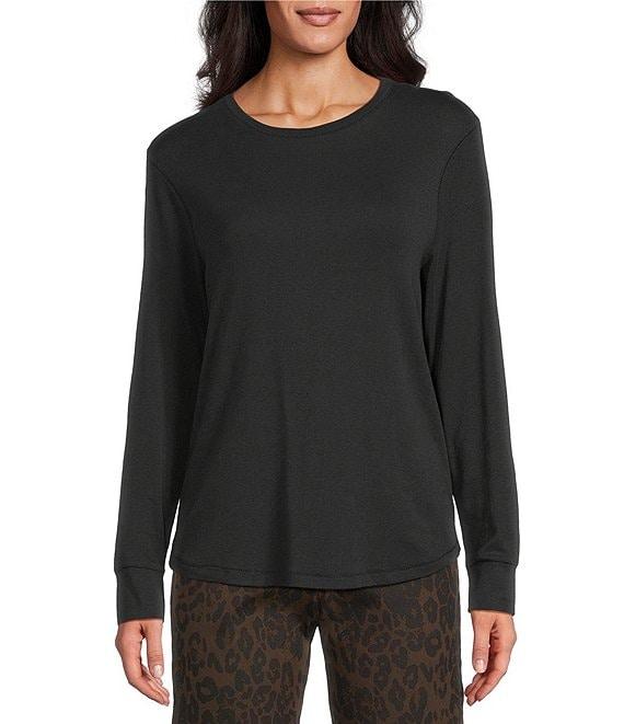 Westbound Petite Size Long Sleeve Crew Neck Knit Tee Product Image
