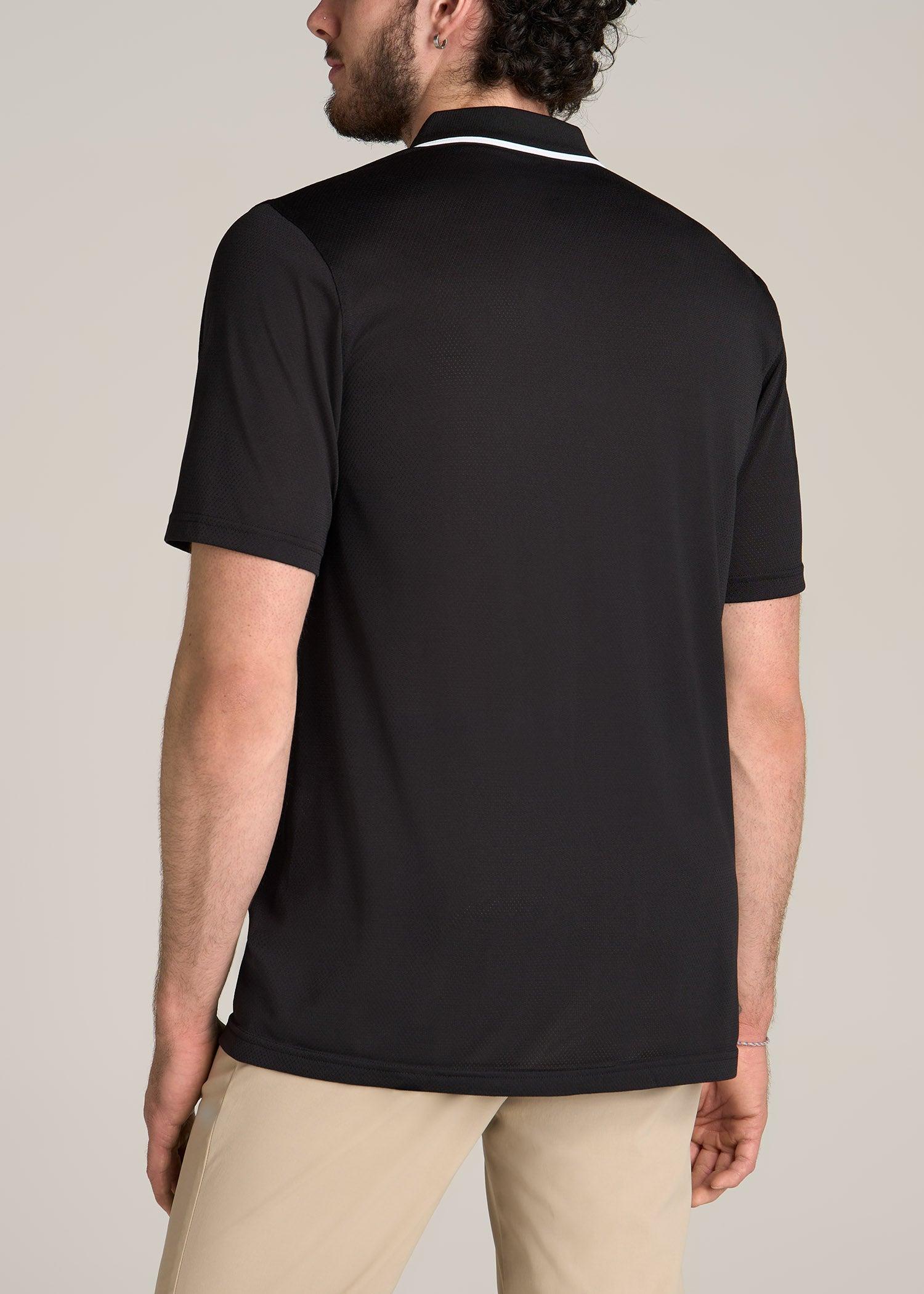 A.T. Performance Tipped Golf Polo for Tall Men in Black Product Image