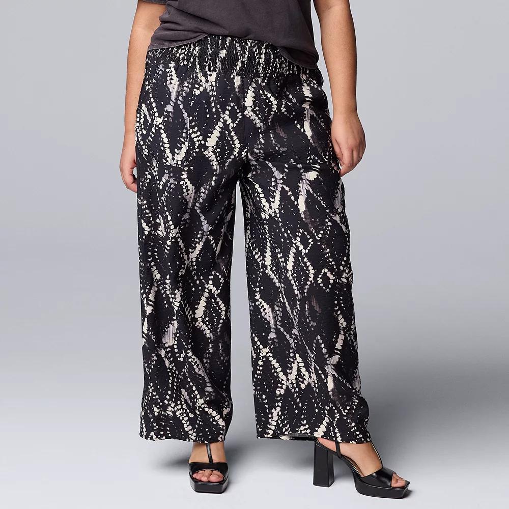 Plus Size Simply Vera Vera Wang Wide Leg Travel Pants, Women's, Size: 1XL, Black Diamond Dye Product Image