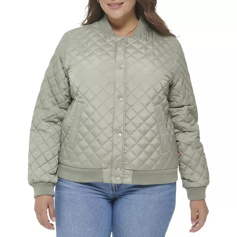Plus Size Levis Quilted Sherpa Diamond Bomber Jacket, Womens Product Image