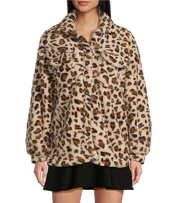 Honey & Sparkle Printed Wubby Cheetah Faux Fur Button Front Jacket Product Image