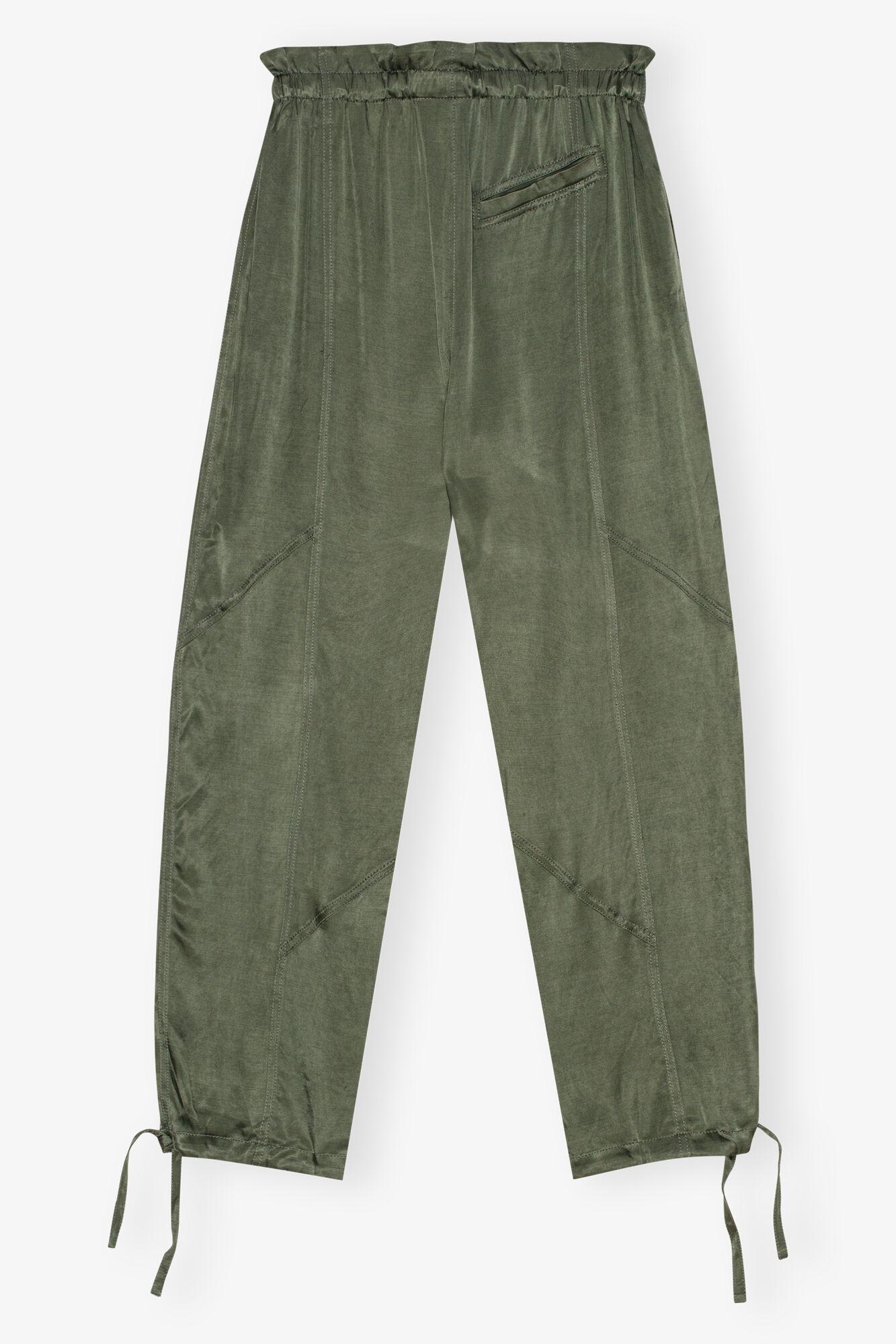 Green Washed Satin Pants Product Image