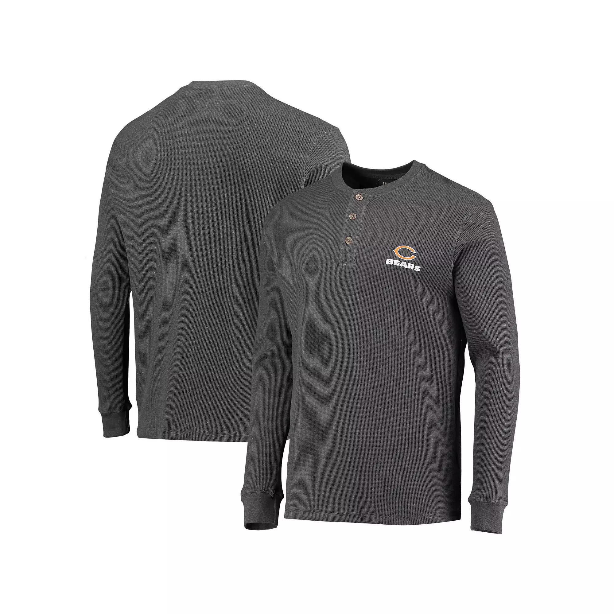 Men's Dunbrooke Heathered Gray Chicago Bears Logo Maverick Thermal Henley Long Sleeve T-Shirt,  Product Image