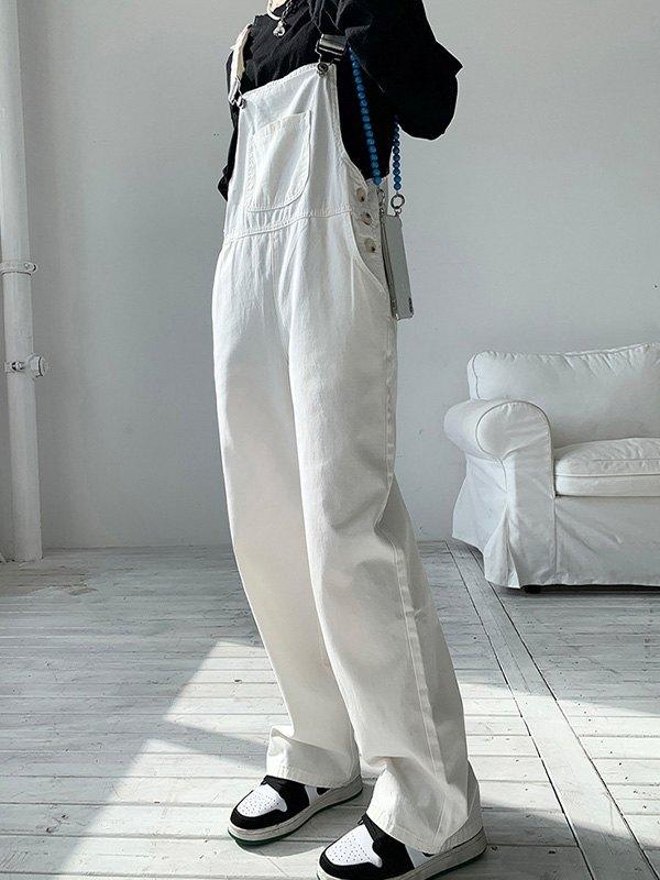 Classic Straight Leg Denim Overalls Product Image
