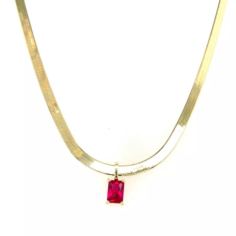 Meshmerise Gold Over Sterling Silver Paperclip Birthstone Herringbone Necklace, Women's, Size: 16-18" ADJ, July Product Image