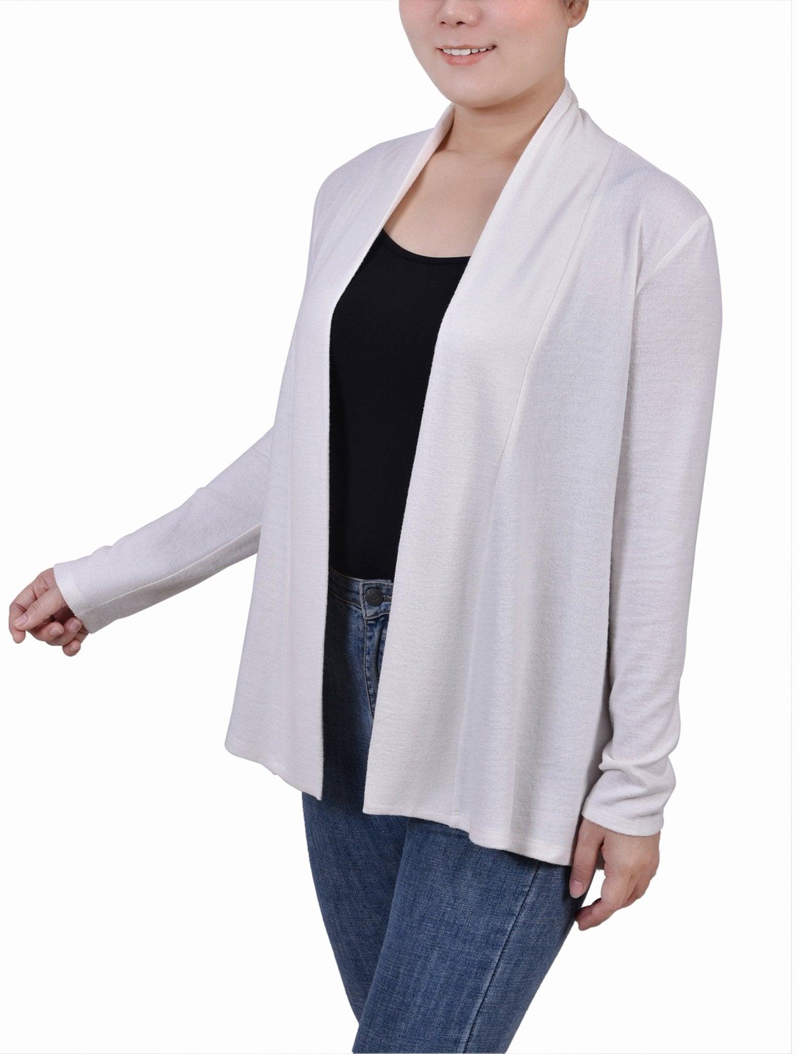 White Long Sleeve Swing Cardigan Product Image