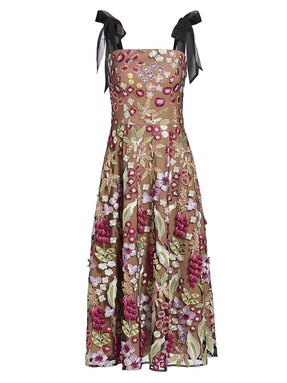 Womens Joliette Floral Embroidered Midi-Dress - Product Image