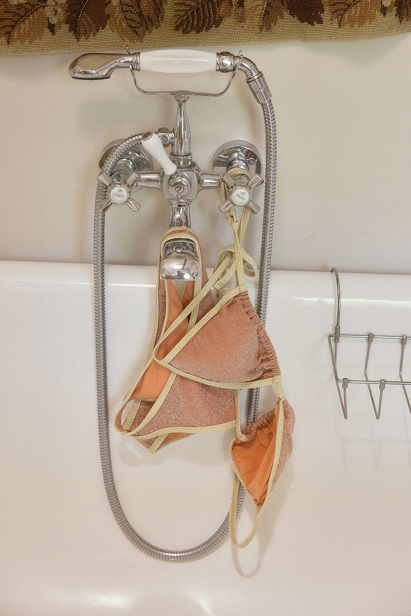 Glittery Triangle Contrast Detail Bikini Top Product Image