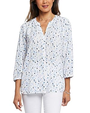 Nydj Three Quarter Sleeve Printed Pintucked Back Blouse Product Image