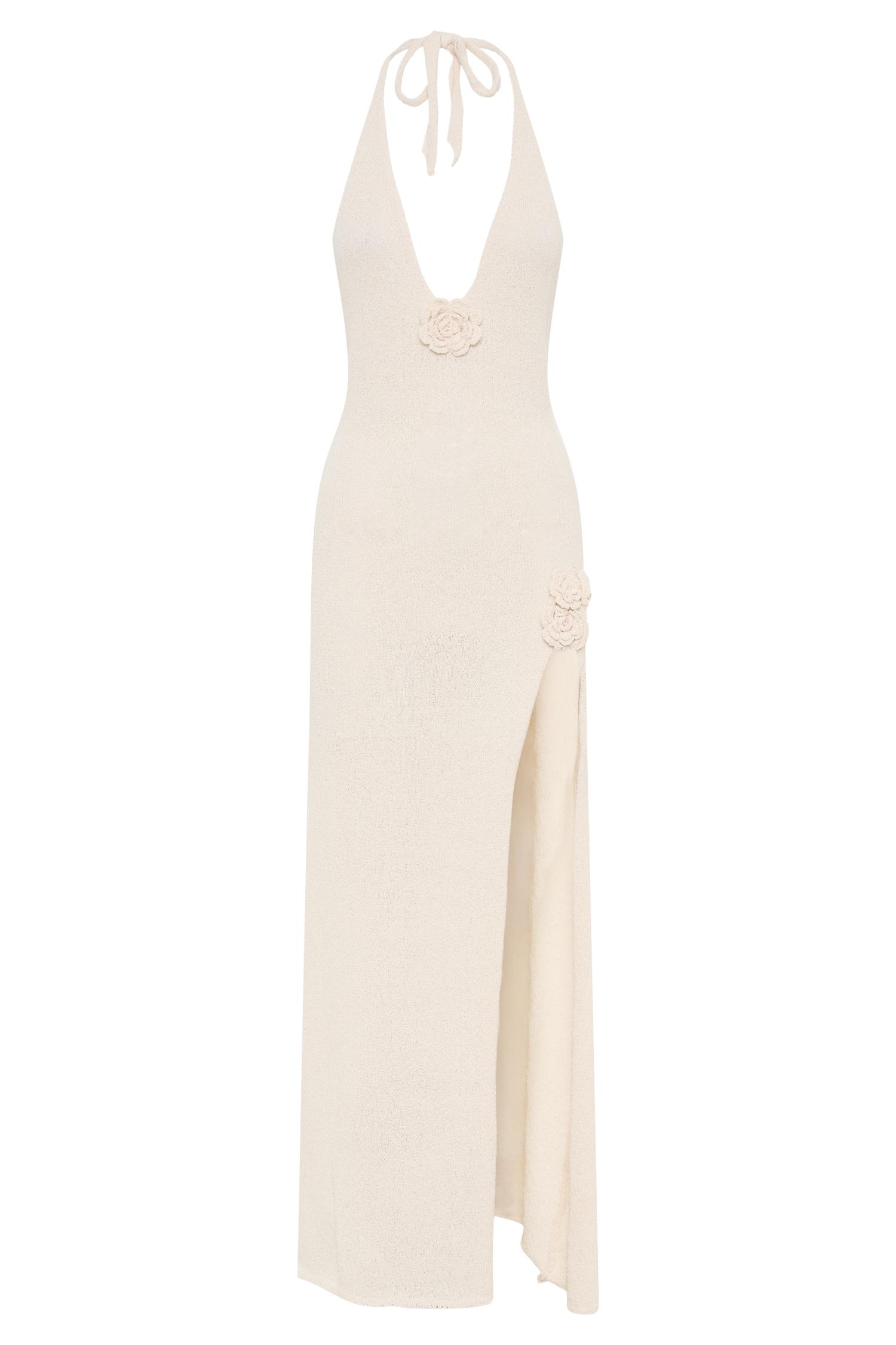 Cherie Knit Halter Maxi Dress - Nude Product Image