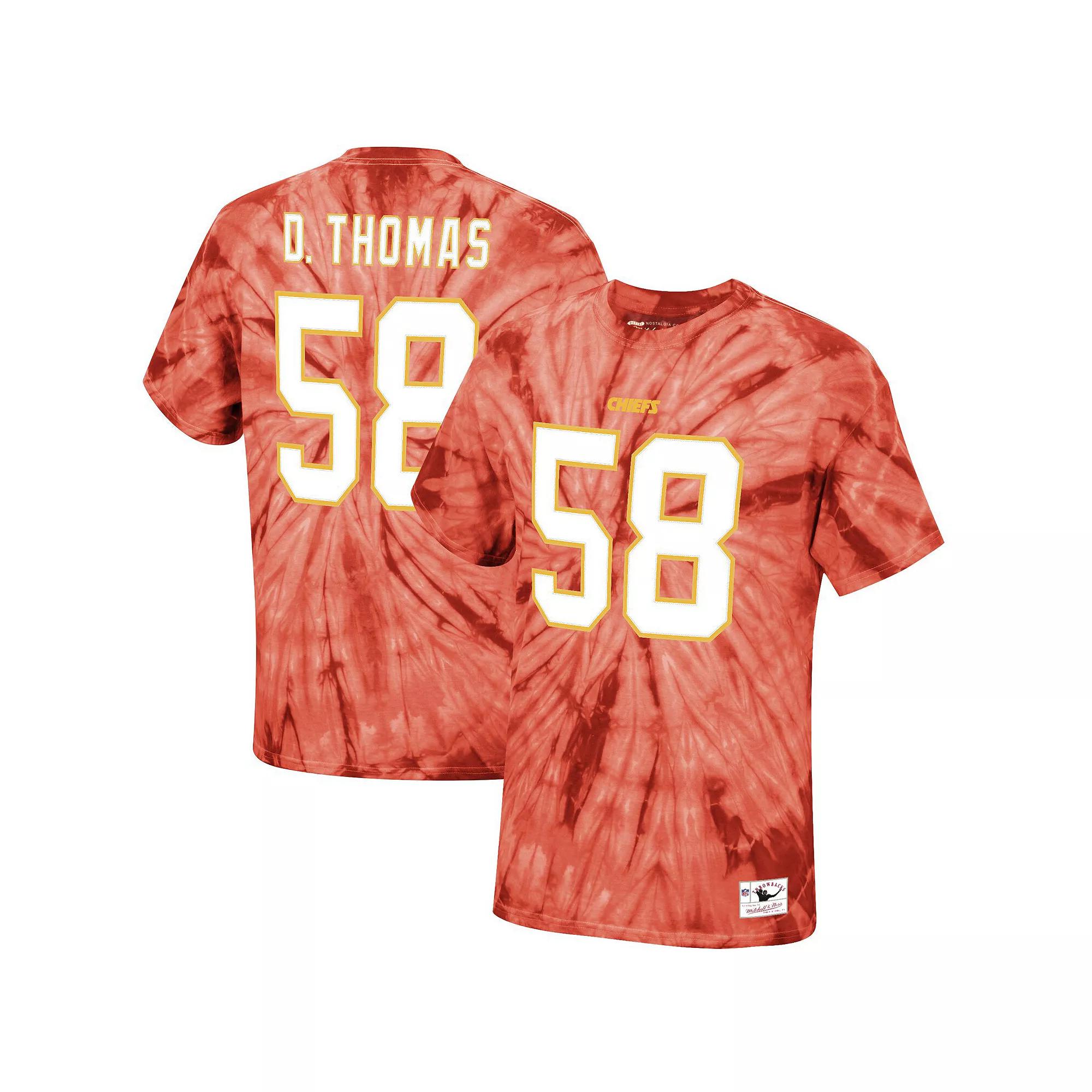 Men's Mitchell & Ness Derrick Thomas Red Kansas City Chiefs Tie-Dye Retired Player Name & Number T-Shirt, Size: Medium Product Image