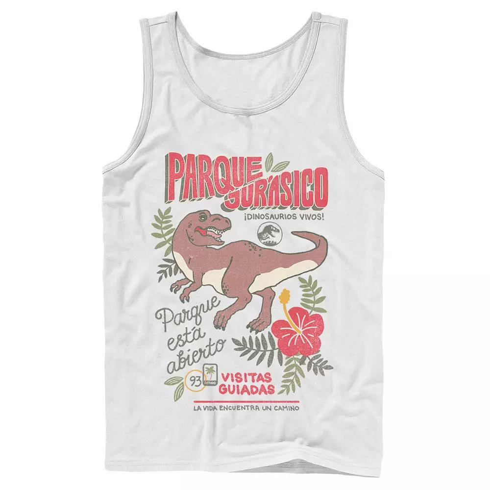 Men's Jurassic Park Spanish Opening Day Poster Tank Top, Size: Large, White Product Image
