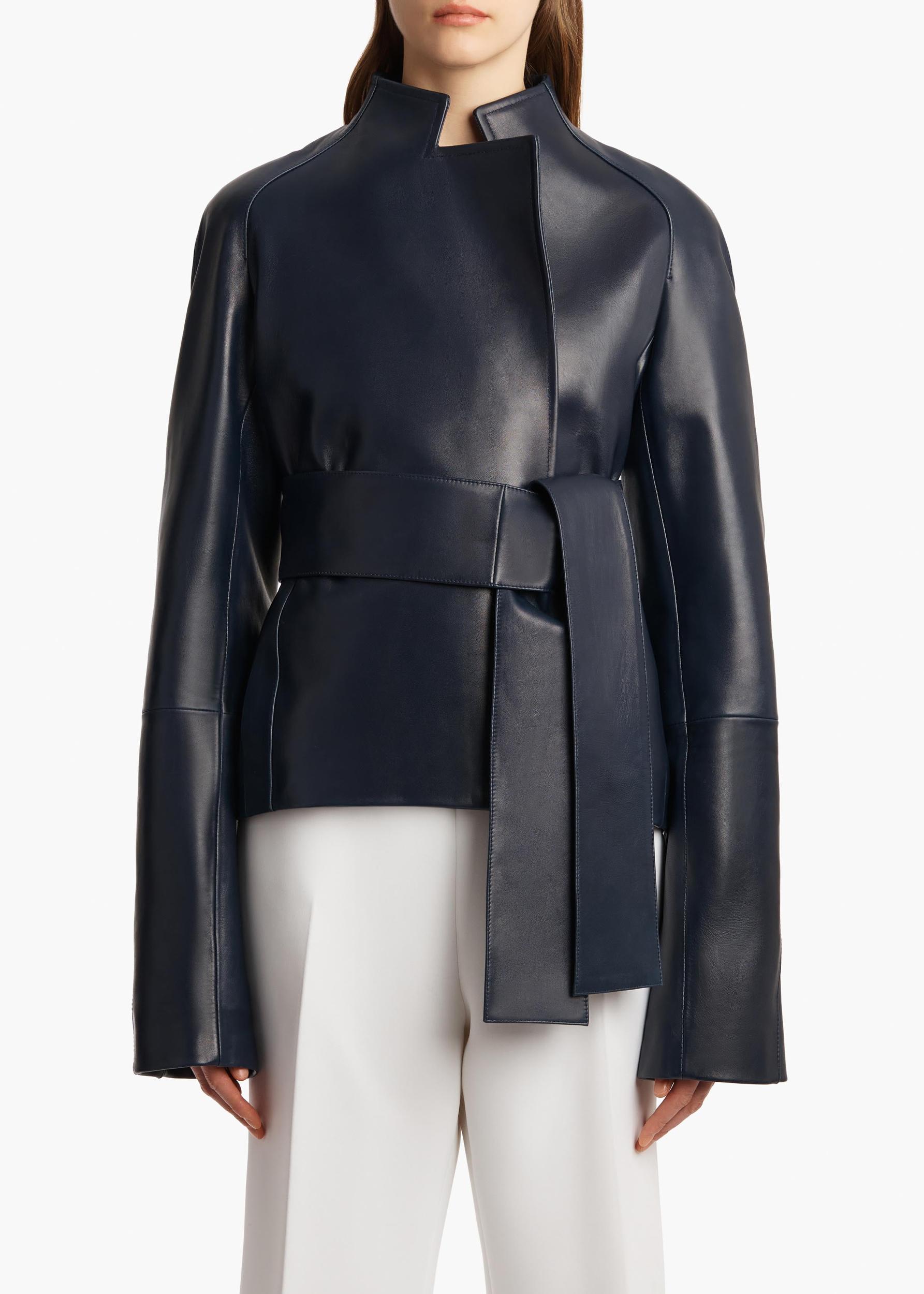 Edith Jacket in Dark Navy Leather Product Image