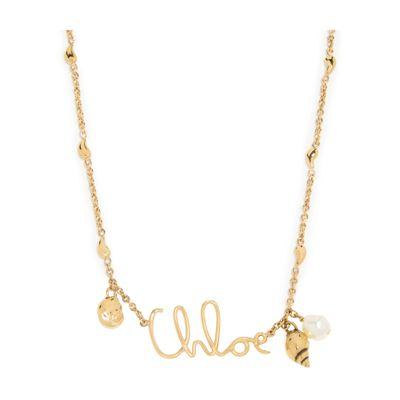 CHLOÉ Golden Logo Shells Necklace Product Image
