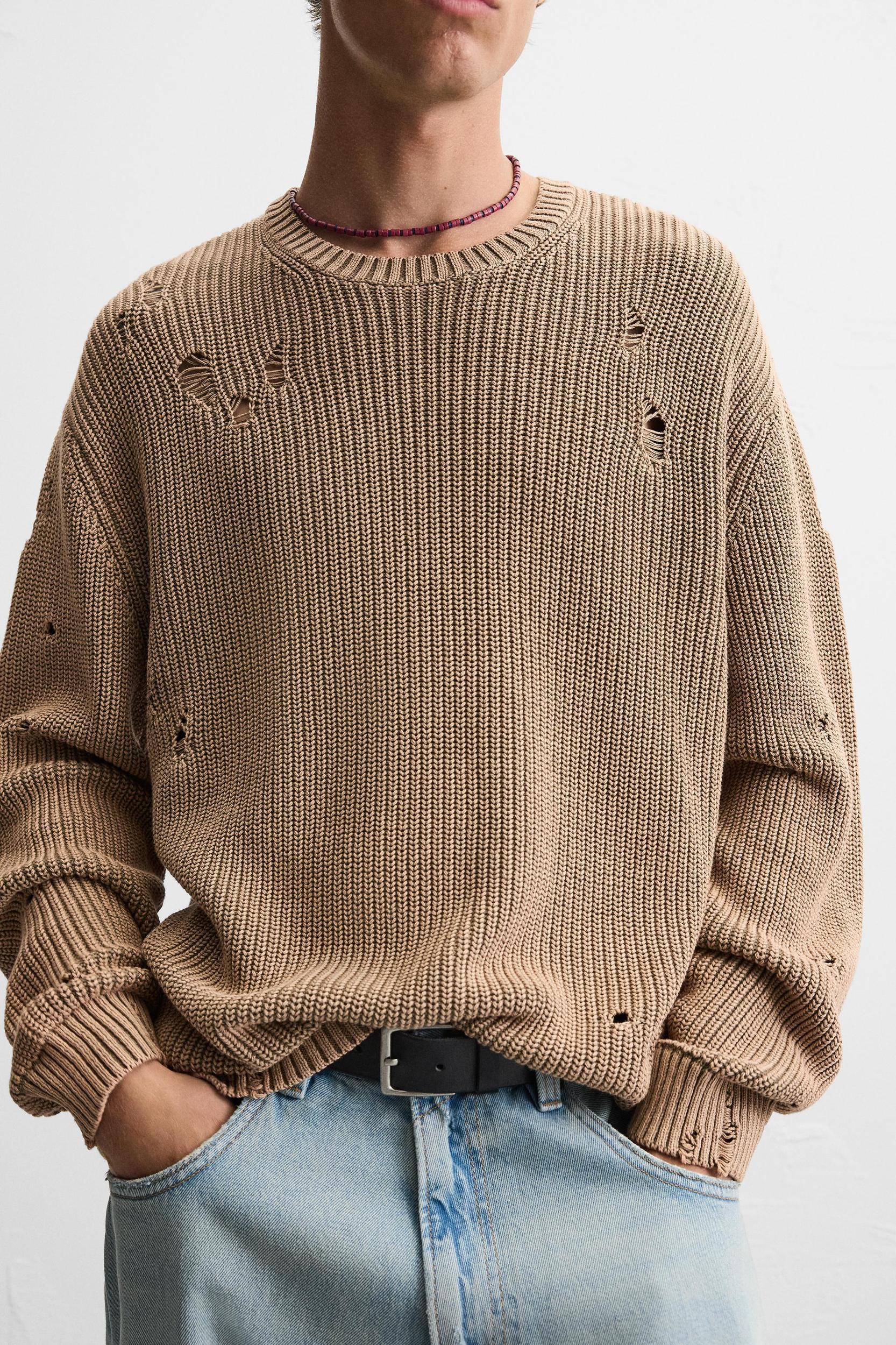 ACID WASH RIPPED SWEATER Product Image