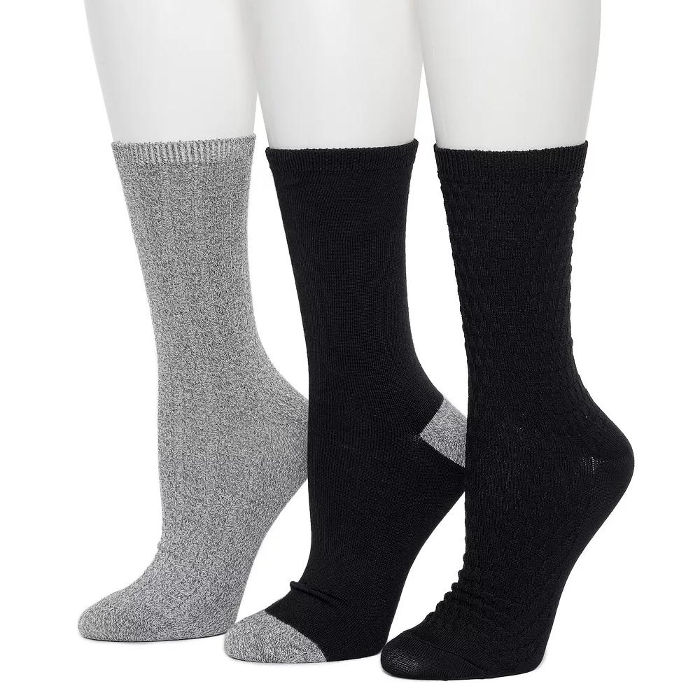 Womens Cuddl Duds Plushfill 3-Pack Midweight Falling Rain Texture Crew Socks Product Image
