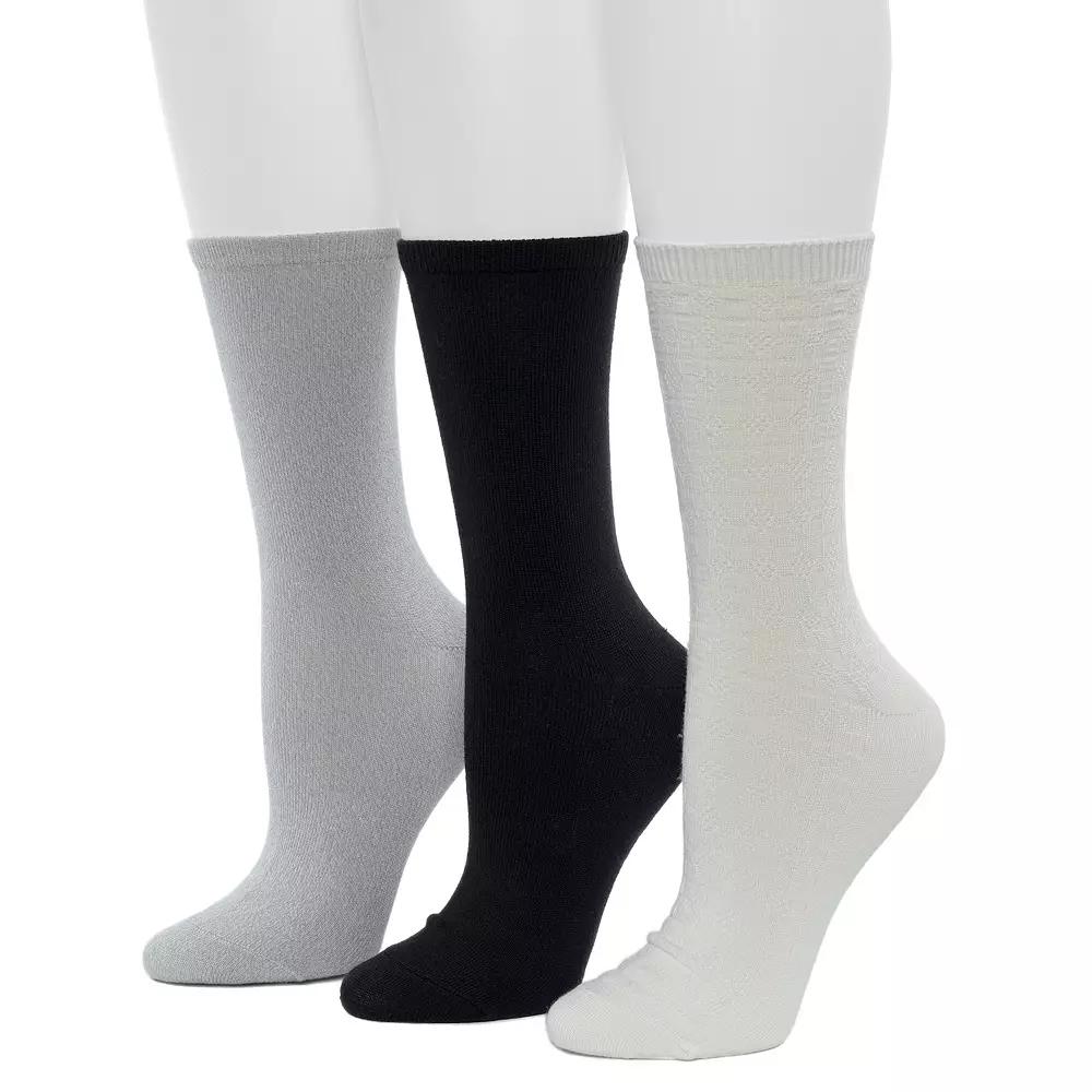 Women's Cuddl Duds® 3-Pack Plushfill Midweight Circles Texture Crew Socks,  Product Image