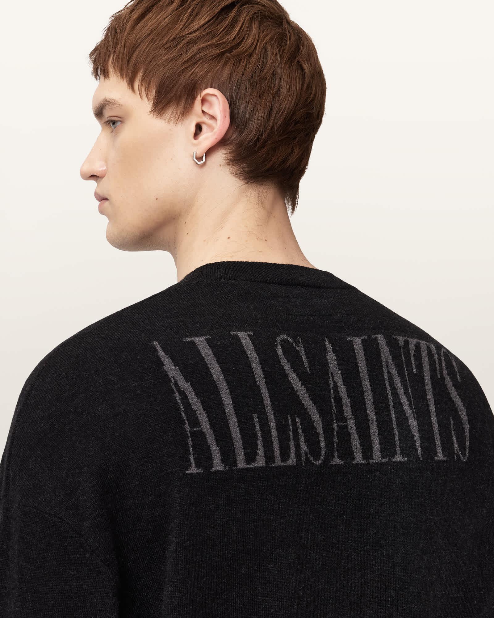 Skelli Crew Neck Wool Sweater Black | ALLSAINTS US Product Image