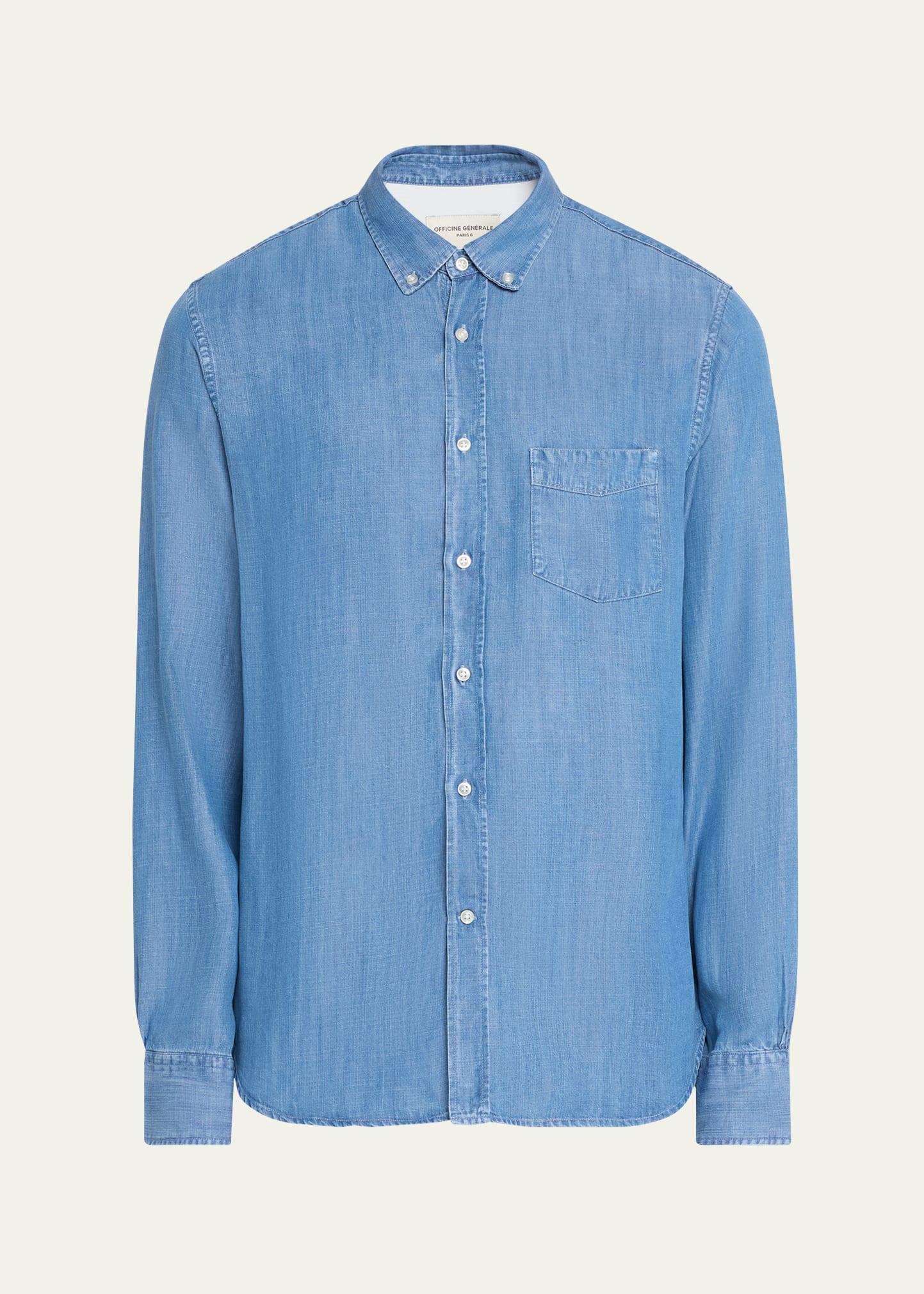 Mens Soft Lyocell Denim Button-Down Shirt Product Image