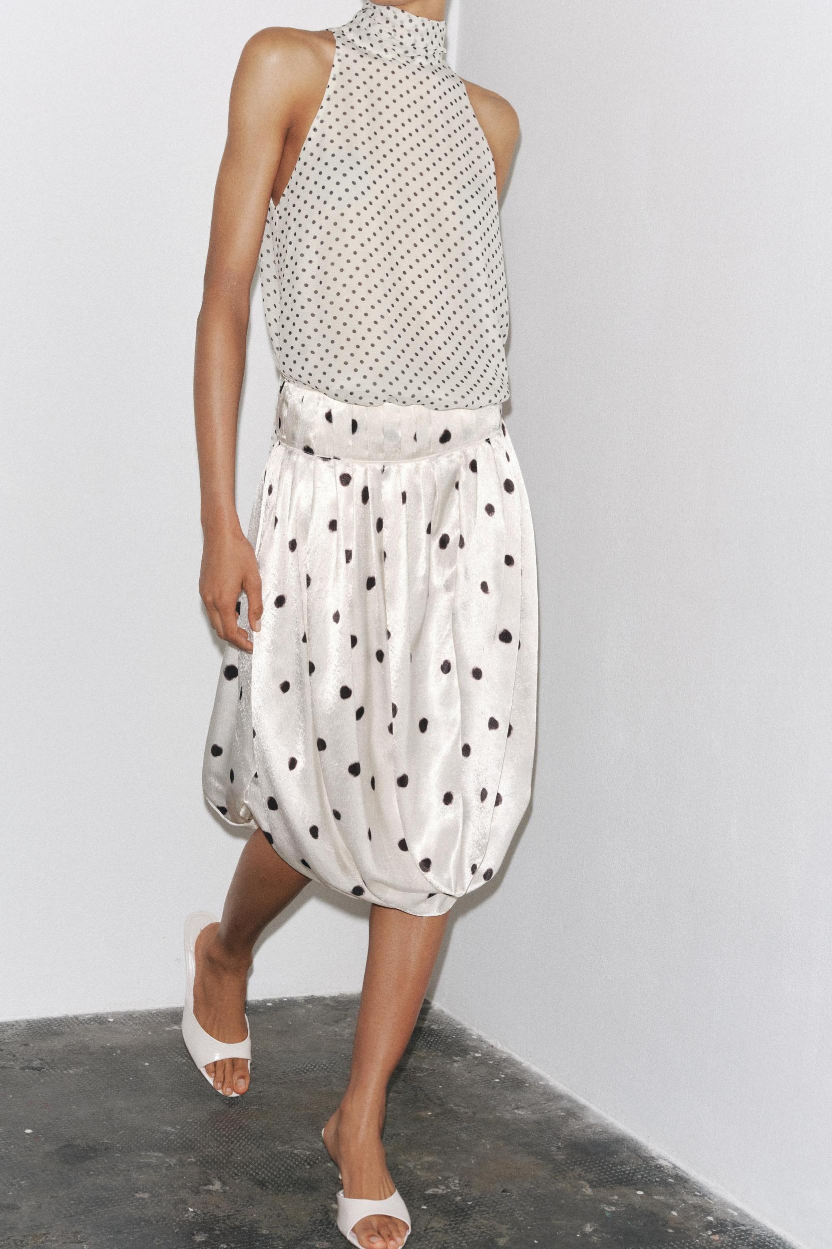ZW COLLECTION POLKA DOT MIDI SKIRT Product Image