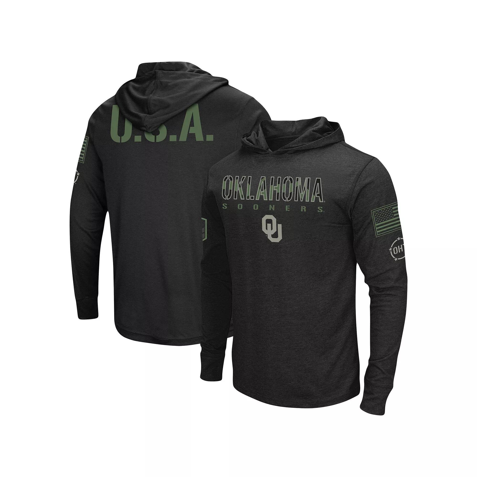 Men's Colosseum Black Nebraska Huskers OHT Military Appreciation Hoodie Long Sleeve T-Shirt,  Product Image