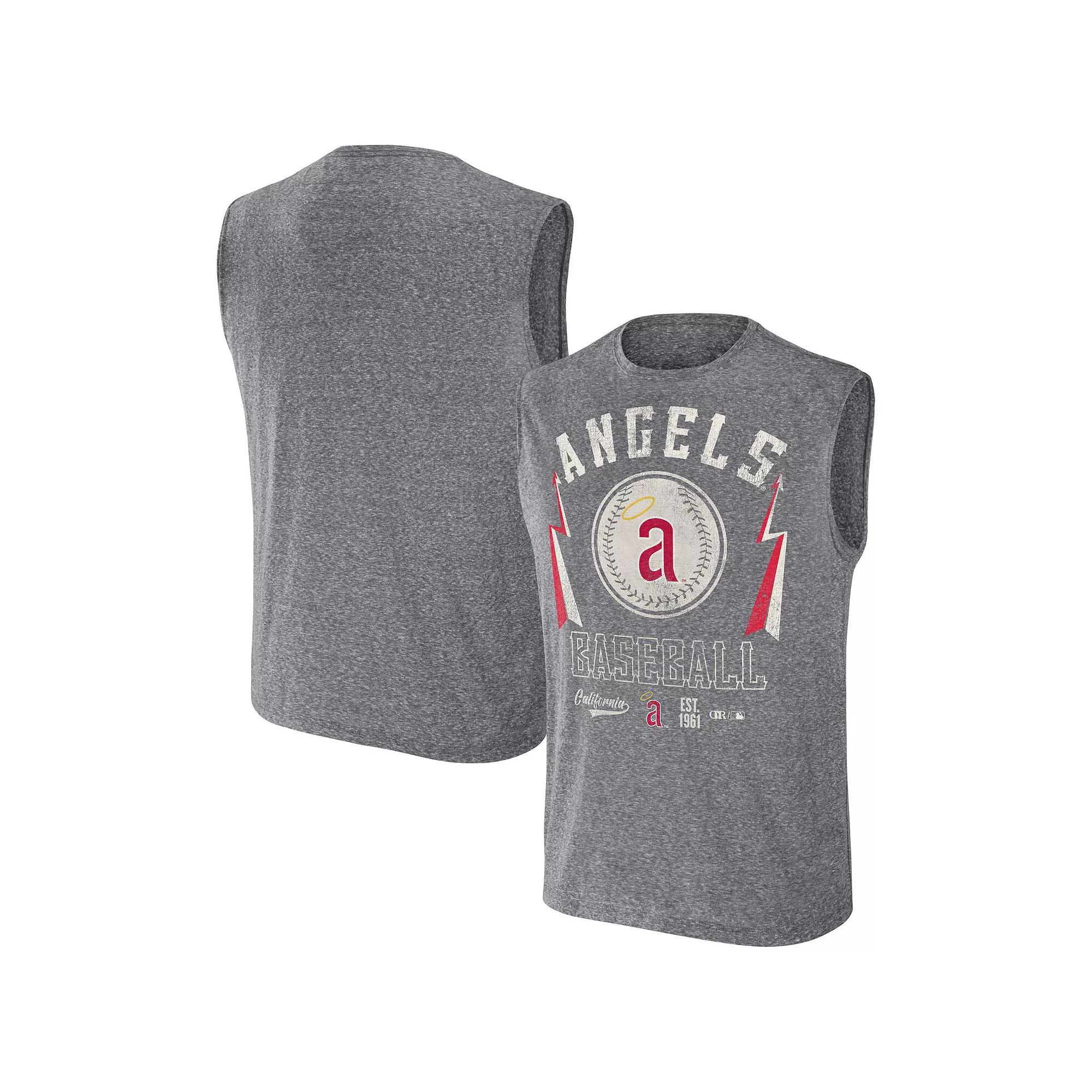 Men's Darius Rucker Collection by Fanatics Charcoal Los Angeles Angels Relaxed-Fit Muscle Tank Top,  Product Image