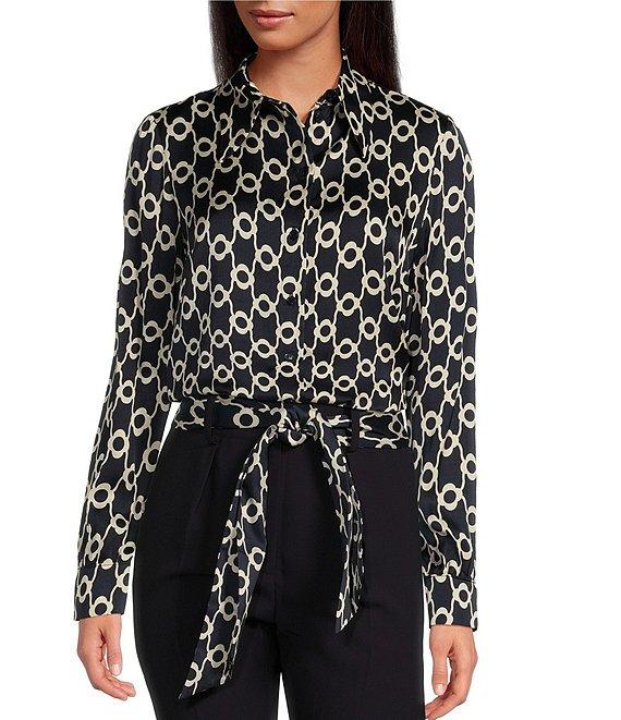 Tara Jarmon Charlotte Woven Floral Print Notch Collar Long Sleeve Button Front Shirt Product Image