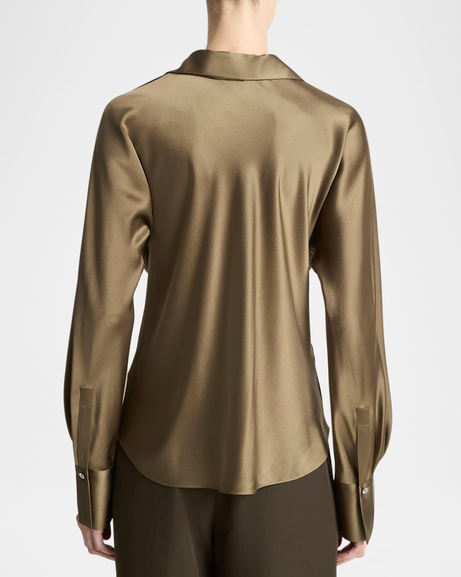 Bias Silk Long-Sleeve Blouse Product Image