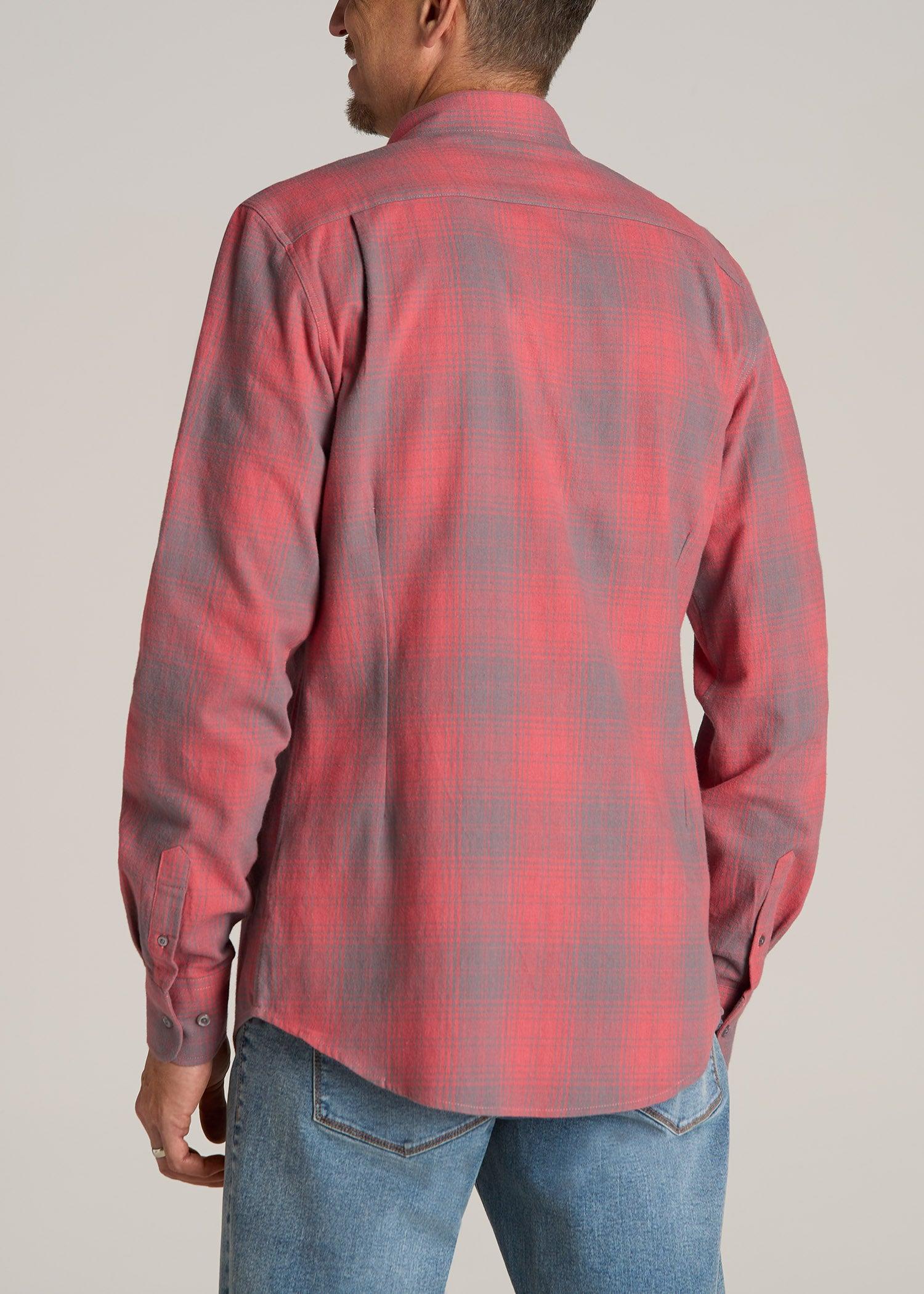 Nelson Flannel Shirt for Tall Men in Red and Grey Plaid Product Image