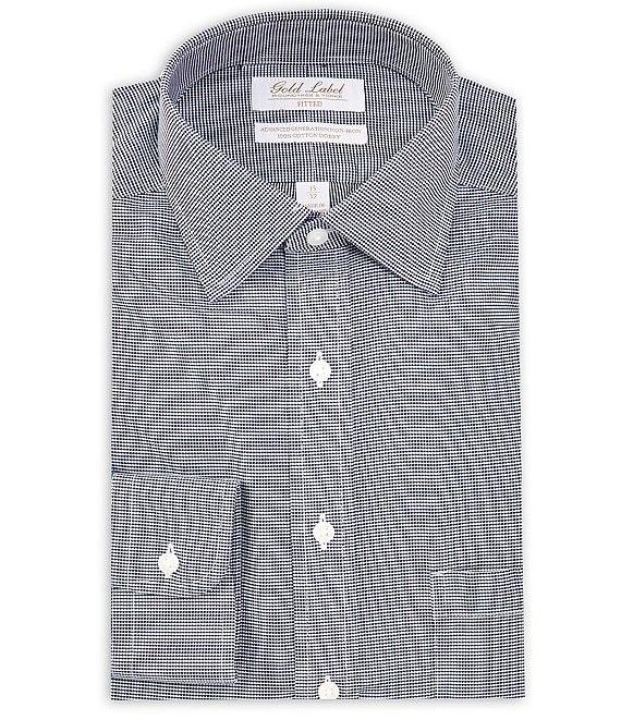 Gold Label Roundtree & Yorke Fitted Non-Iron Spread Collar Solid Dobby Dress Shirt Product Image